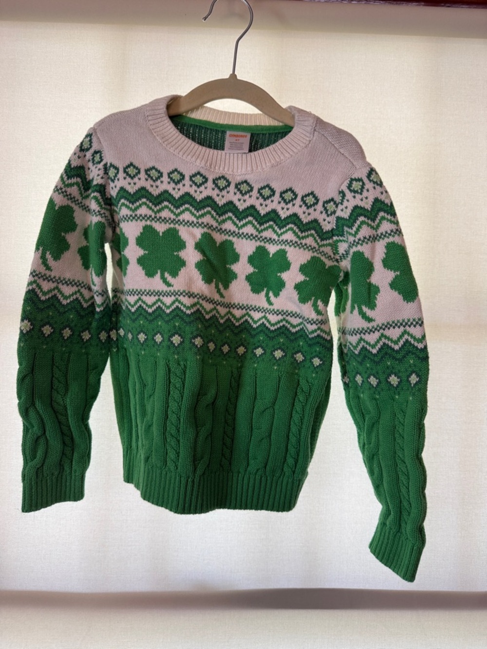 Gymboree Green and White Shamrock Sweater